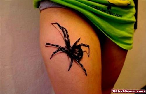 Black Widow Thigh Tattoo For Girls
