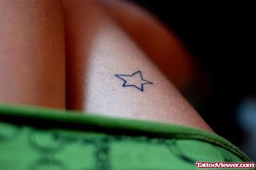 Little Star Tattoo On Thigh