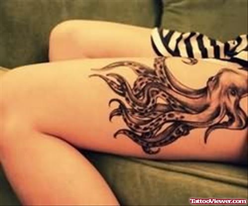 Octopus Thigh Tattoos For Women