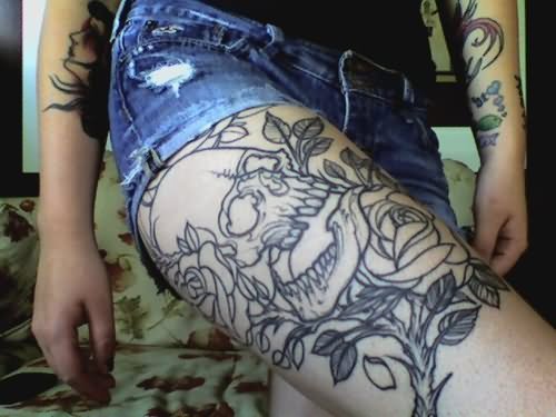 Tumblr Flowers Tattoos On Thigh