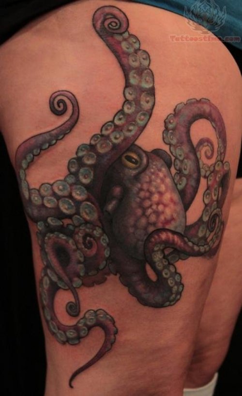 Octopus Tattoo On Right Thigh