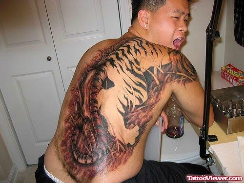 Cool Tiger Tattoo On Back