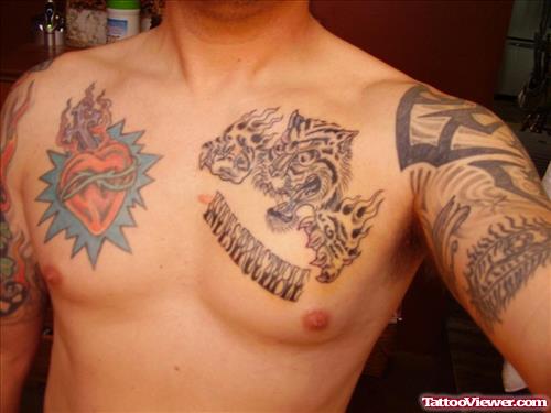 Tiger Tattoos On Man chest