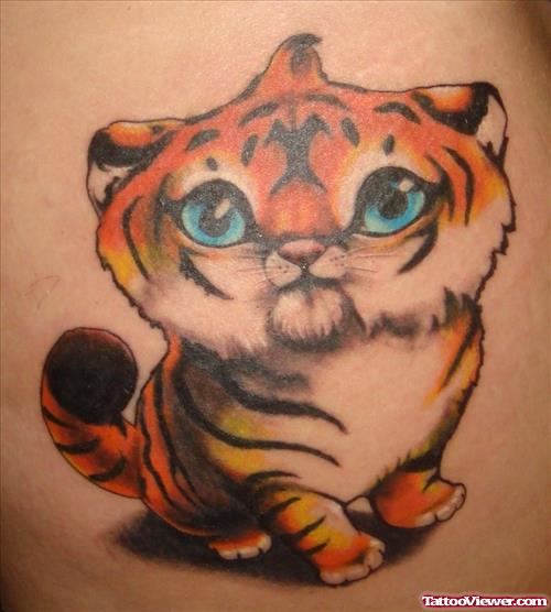 Colored Cute Tiger Tattoo