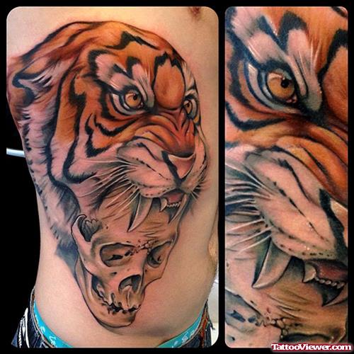Rib Side Tiger Head Tattoo