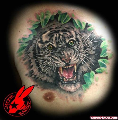 Roaring Tiger Head Tattoo Design