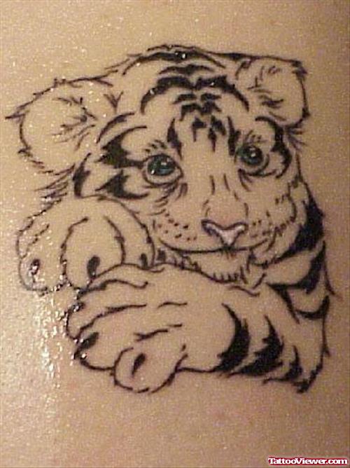 Outline Tiger Cub Tattoo