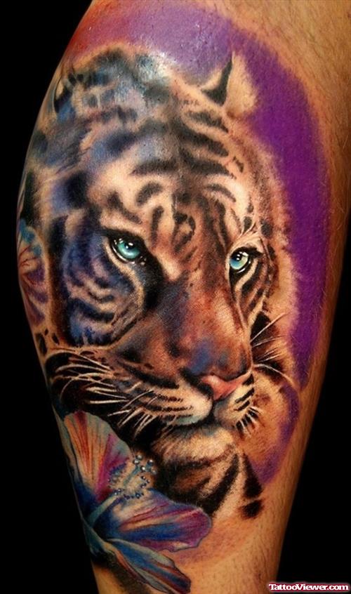 Leg Tiger Head Tattoo