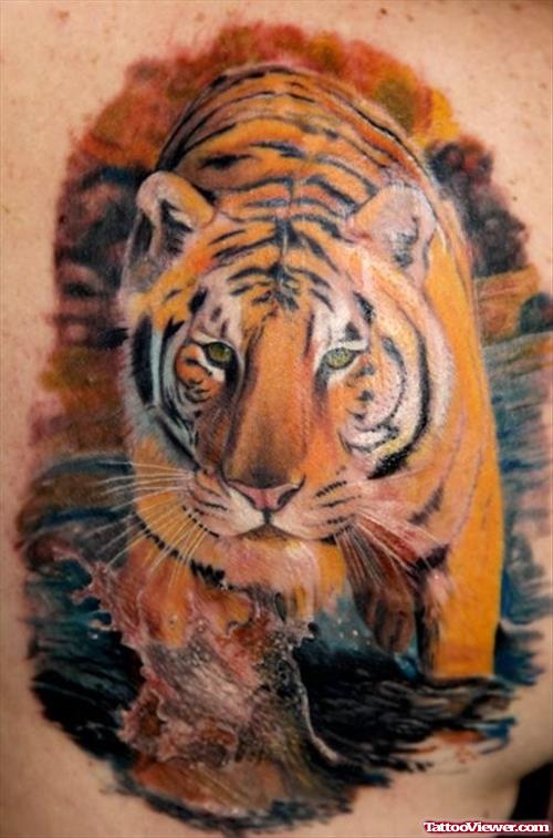 Best Color Ink Tiger Tattoo On Sleeve