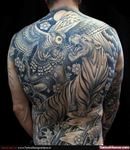 Grey Ink Tiger Tattoo For Men