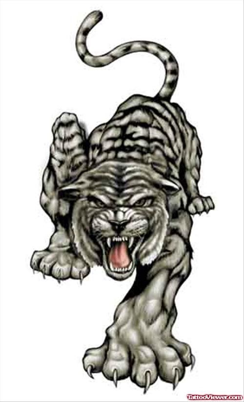 Stylish Grey Ink Tiger Tattoo Design