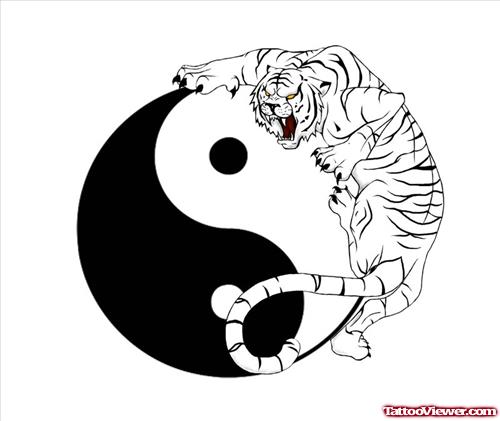 Latest Yin Yang And Tiger Tattoo Design