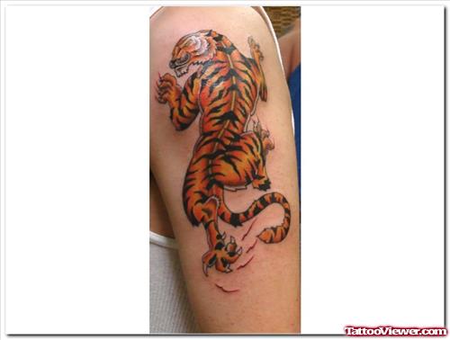 Beautiful Colored Tiger Tattoo