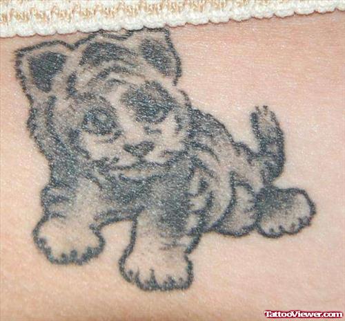 Amazing Grey Ink Tiger Tattoo