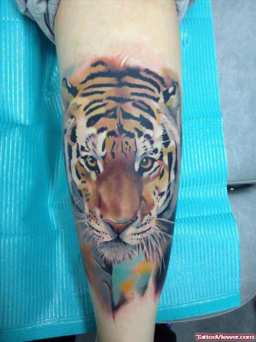 Tiger Head Tattoo On Sleeve