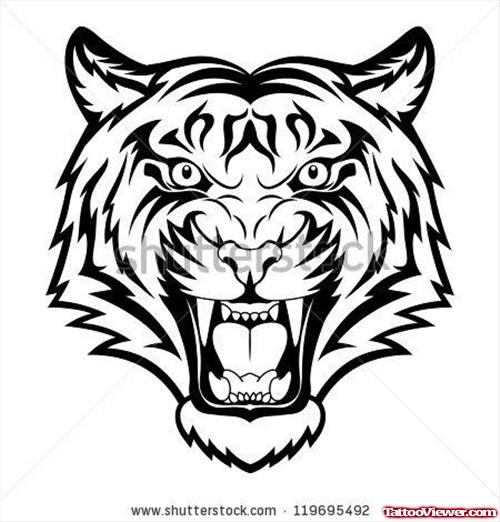 Tribal Angry Tiger Tattoo Design
