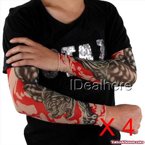 Tiger Tattoo On Man Sleeve