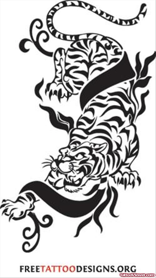 Tribal And Tiger Tattoo Design