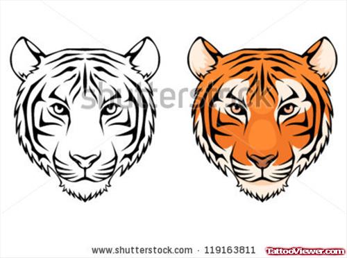 Tiger Heads Tattoos Designs