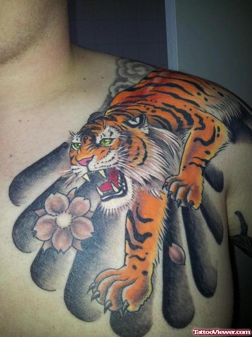 Japanese Tiger Tattoo On Left Shoulder