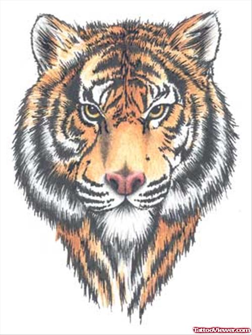 Grey Ink Tiger Tattoo Design