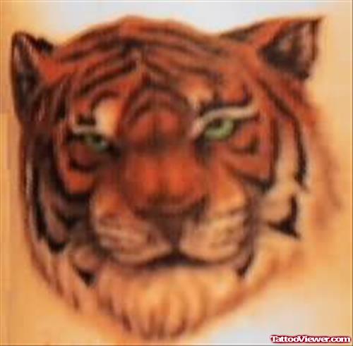 Pretty Red Faced Tiger Tattoo