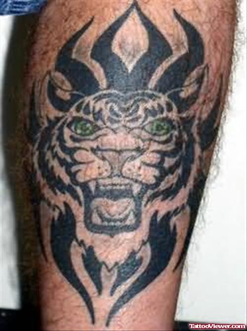 Elegant Tiger Tattoo For Leg