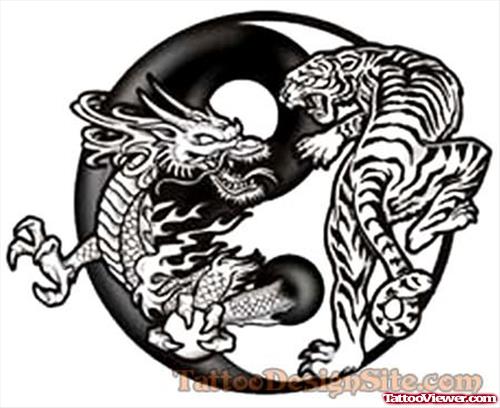 Famous Dragon Tiger Tattoo Design