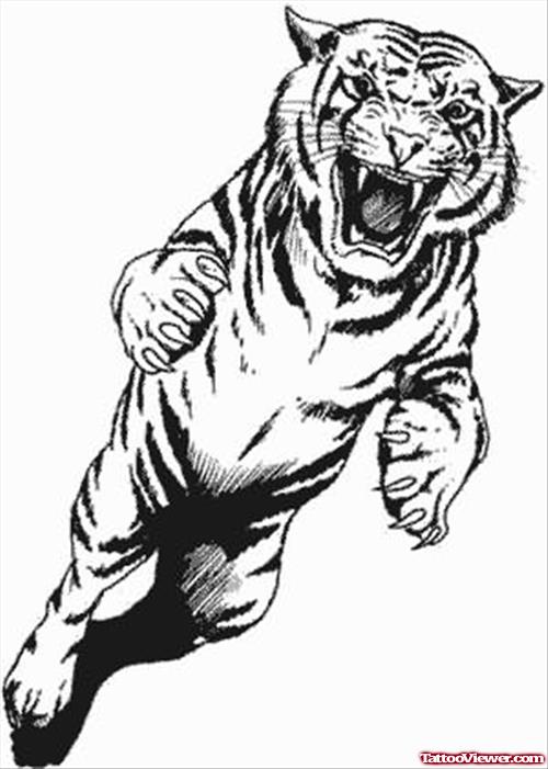 Attacking Tiger Tattoo Design