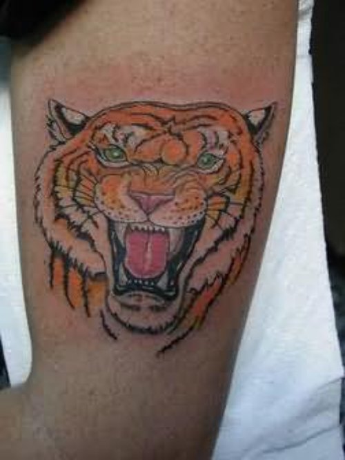 Roaring Tiger Tattoo Design On Hand