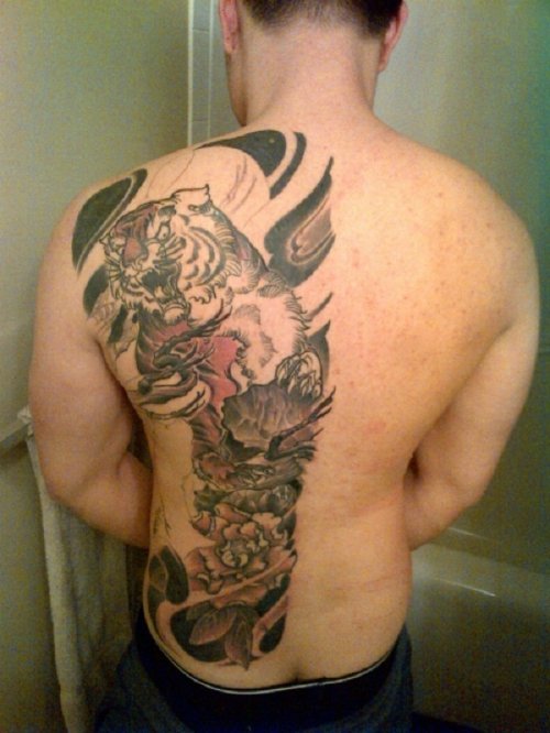 Tiger Tattoo On Man Full Back