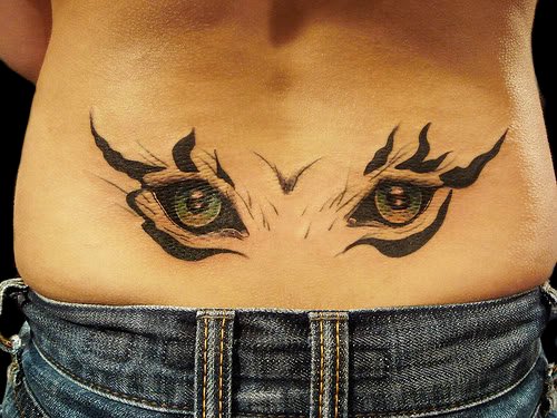 Tiger Eyes Tattoos On Lowerback