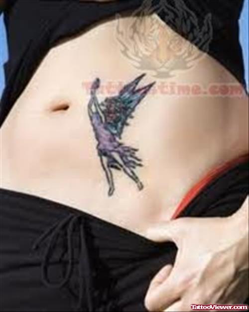 Small Tinkerbell Tattoo On Belly