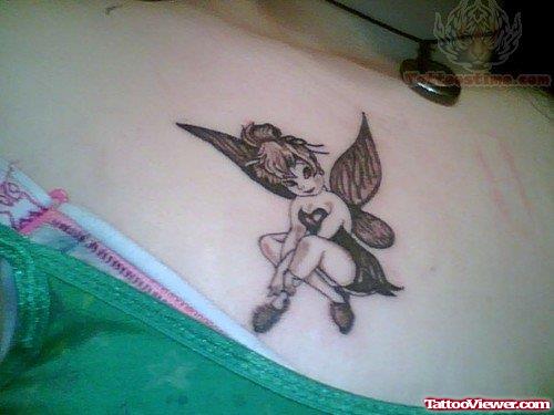 Cute Tinkerbell Tattoo On Chest