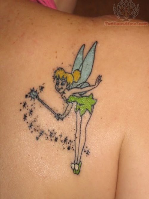 Tinker Bell Fairy Tattoo On Back