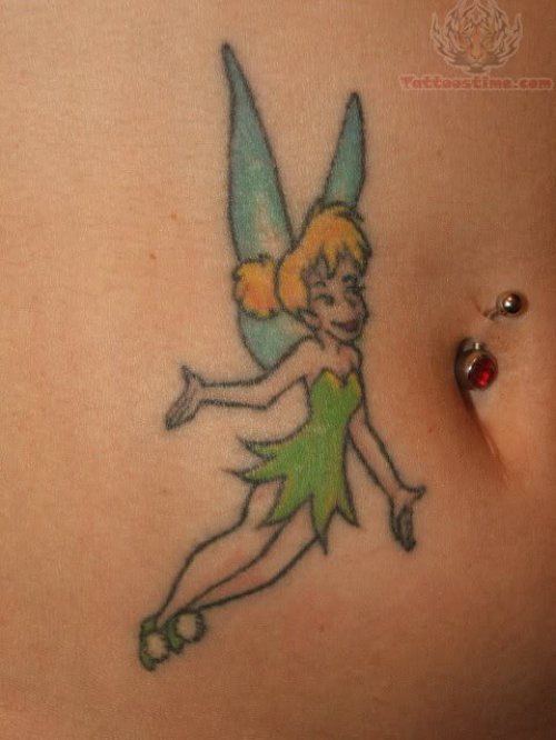 Tinkerbell Tattoo On Belly