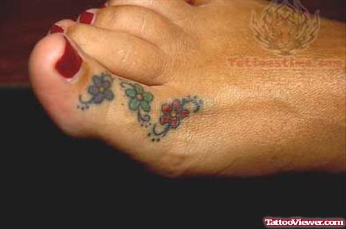 Toe Flower Tattoo