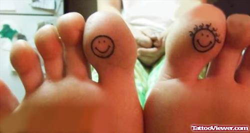 Couple Smiley Toe Tattoos