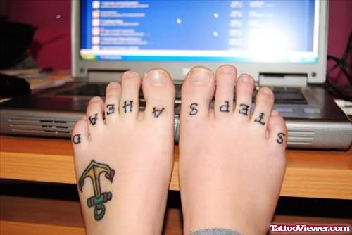 Word Tattoo On Toe