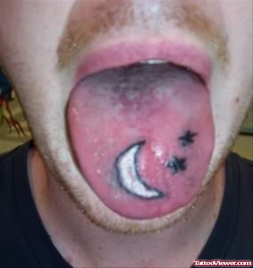 White Moon Tongue Tattoo