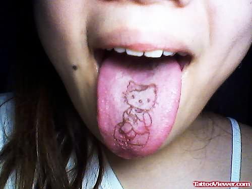 Kitty Tattoo On Tongue