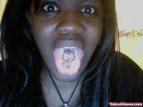 Hello Kitty Tongue Tattoo