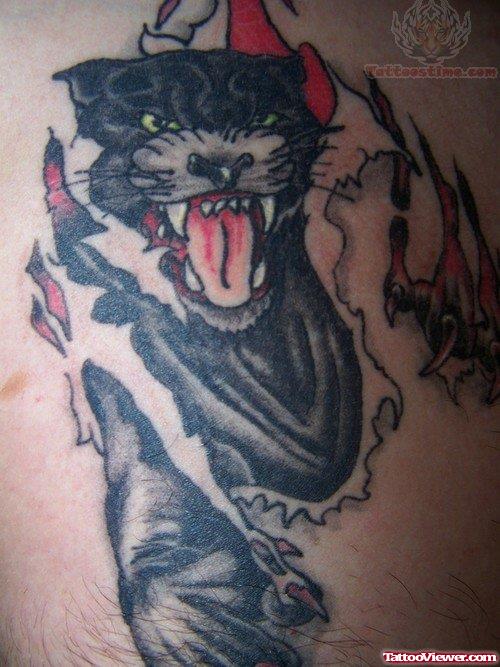 Torn Ripped Skin Panther Tattoo