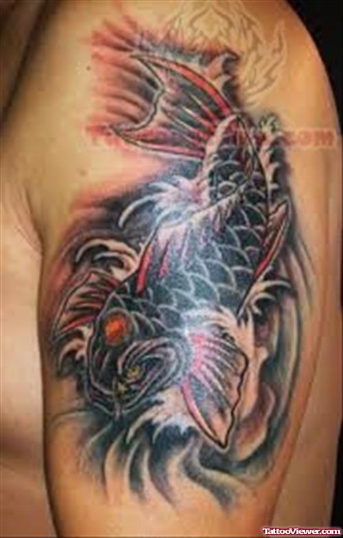 Traditional Fish Tattoo On Bicep