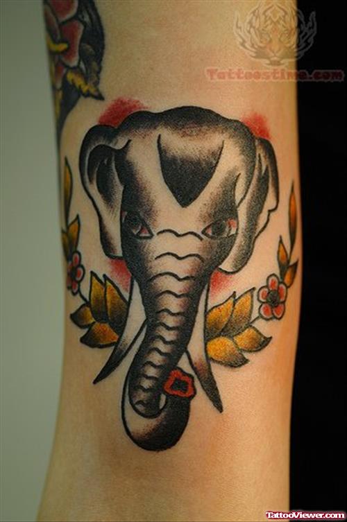 Traditioanl Elephant Head Tattoo