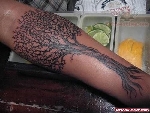 Awesome Tree Tattoo On Full Arm