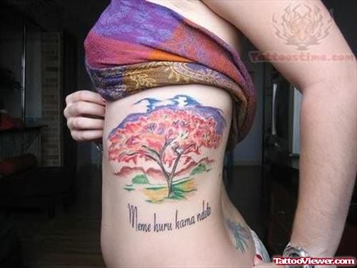 Beautiful Tattoo Tree On Rib