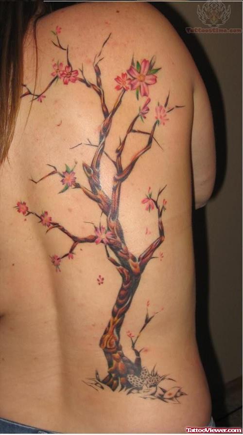 Tree Tattoo On Side Ribs