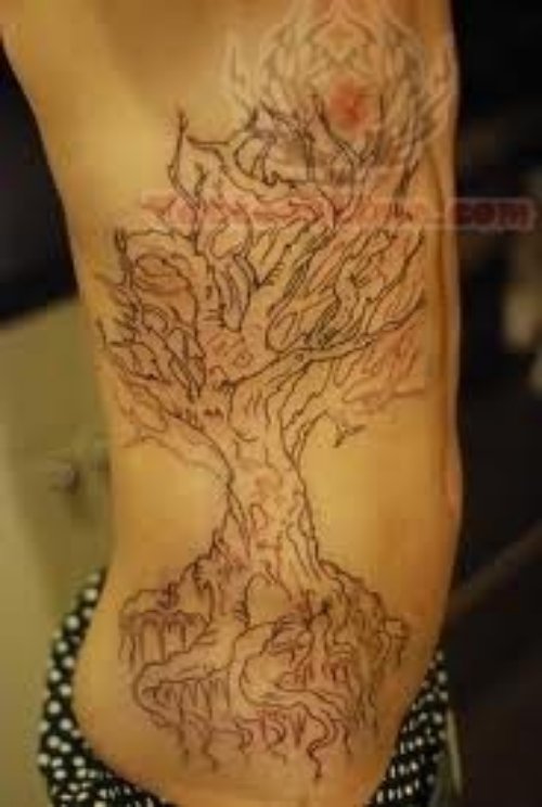 Tree Tattoo On Rib For Men