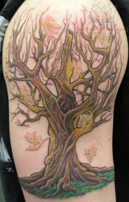 Tree And Fairies Tattoo